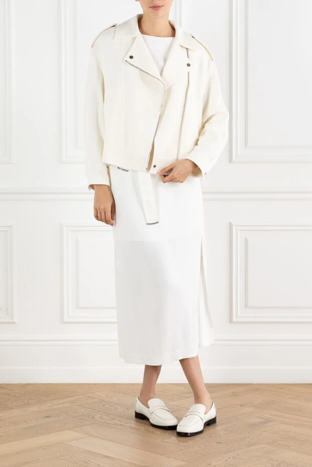 Brunello Cucinelli herringbone cotton linen biker jacket 188397 - photo 2