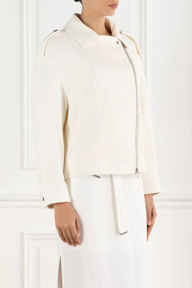 Brunello Cucinelli herringbone cotton linen biker jacket 188397 - photo 3