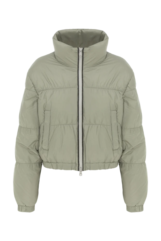 Green down jacket with monili chain and high collar - photo 1