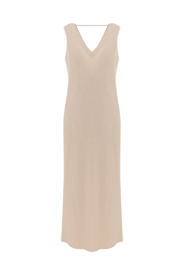 Beige ribbed cotton maxi dress with beading - photo 1