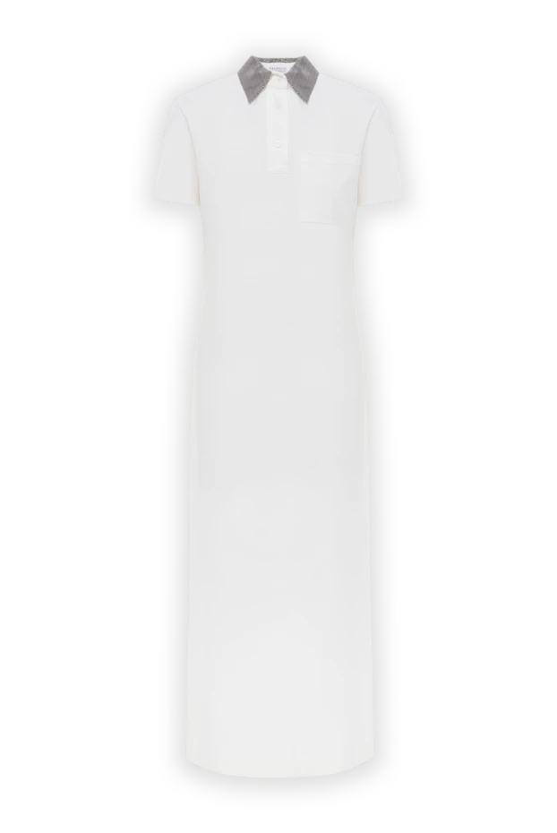 Brunello Cucinelli платье-поло с отделкой monili белое из хлопка 188412 - фото 1