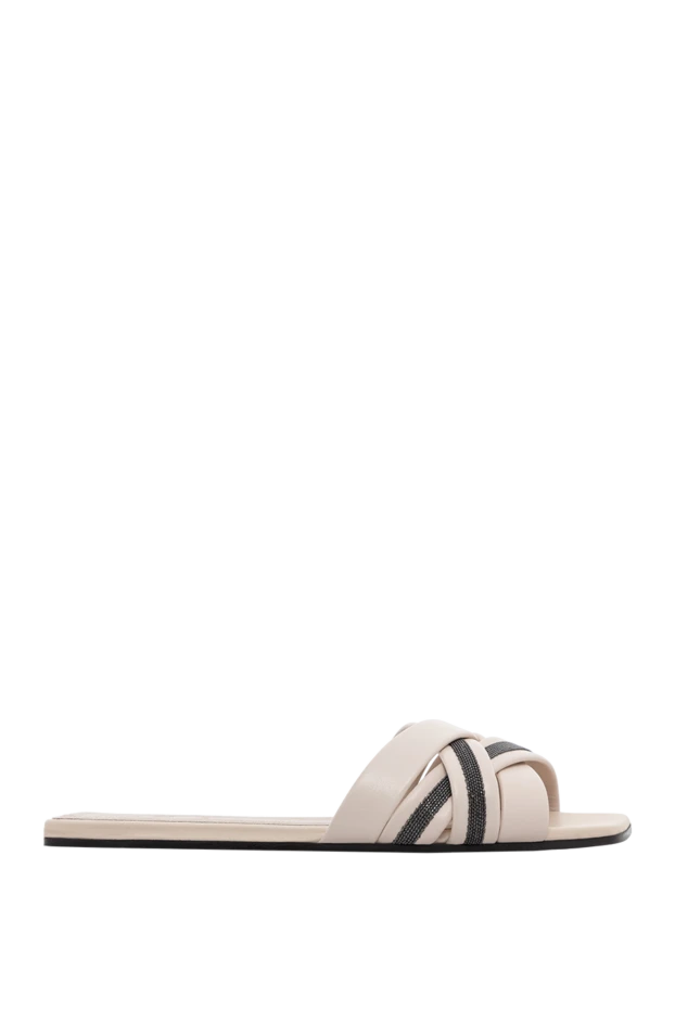 Beige women's leather sandals with chain Monili - photo 1