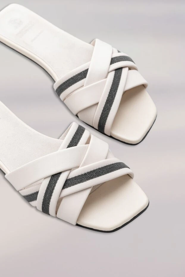 Beige women's leather sandals with chain Monili - photo 2