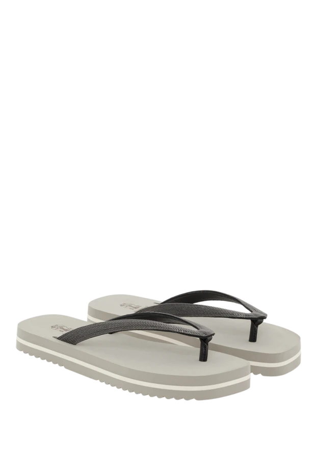 Brunello Cucinelli precious flip flops with monil chain grey men's 188416 - photo 3