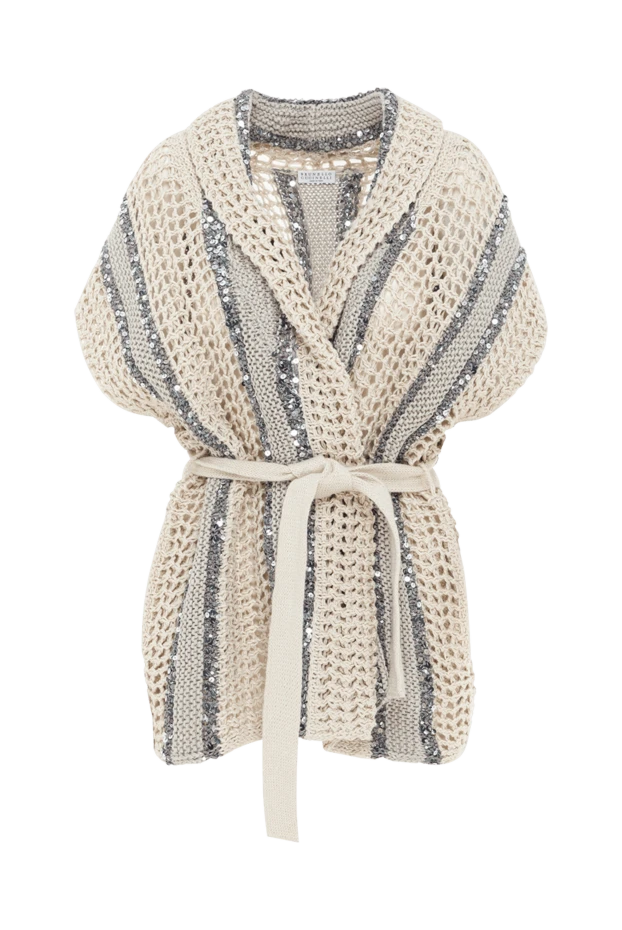 Knitted cardigan with a belt, decorated with sequins - photo 1