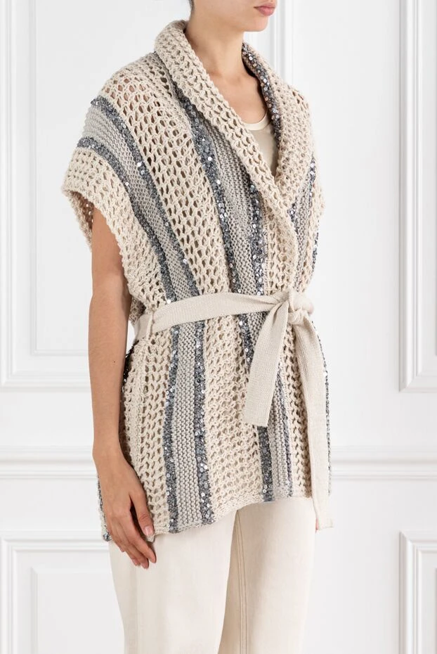 Brunello Cucinelli knitted cardigan with a belt, decorated with sequins 188418 - photo 3