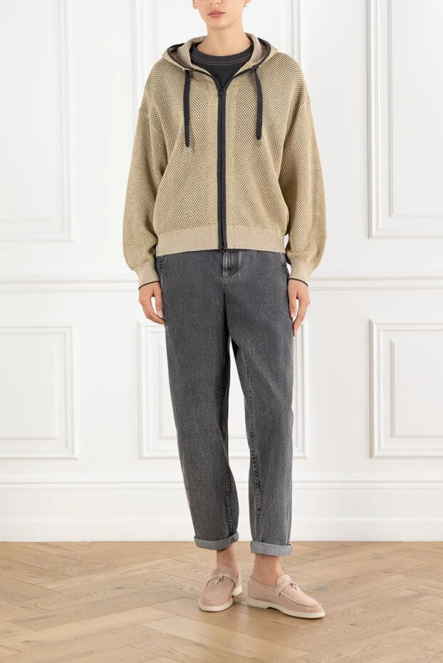 Brunello Cucinelli mesh cardigan with contrast zip and drawstring 188424 - photo 2