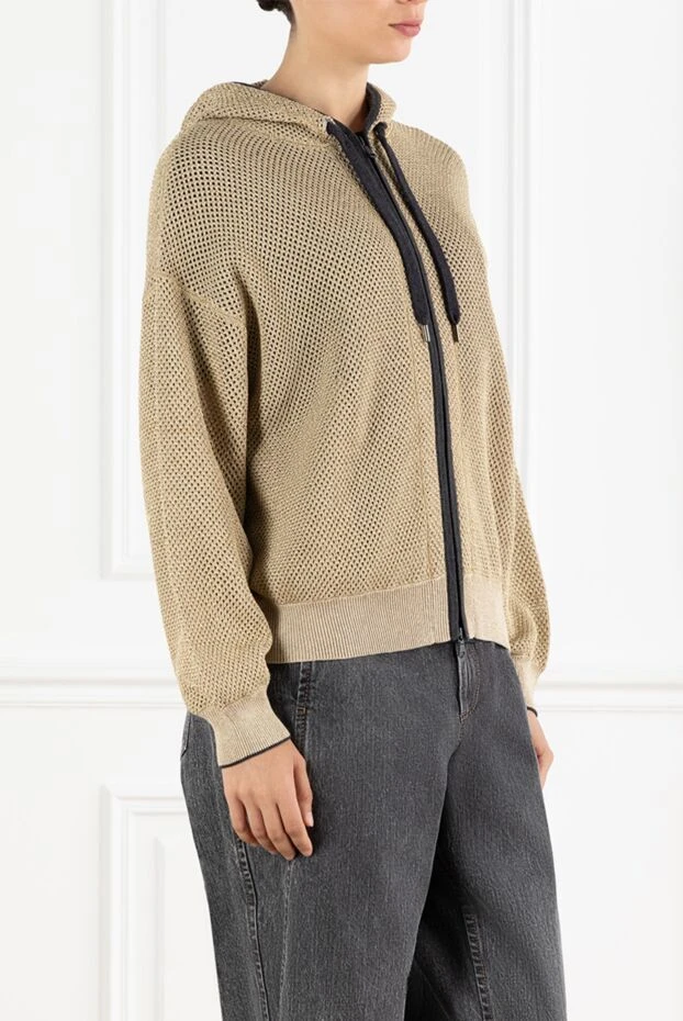 Brunello Cucinelli mesh cardigan with contrast zip and drawstring 188424 - photo 3