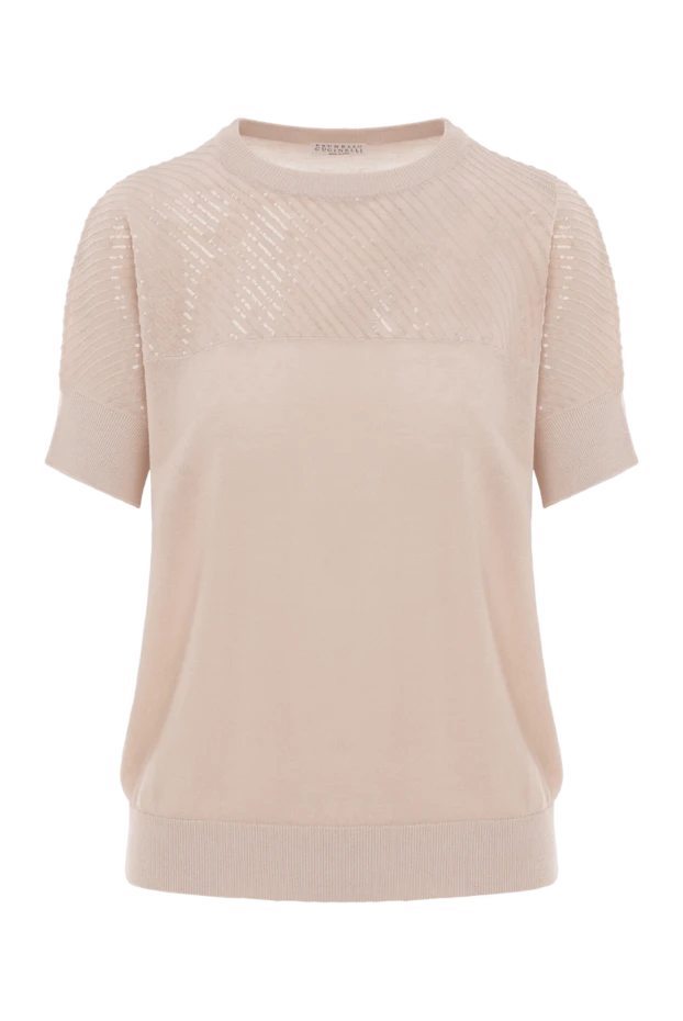 Джемпер свободного кроя из смесового льна с пайетками - фото 1