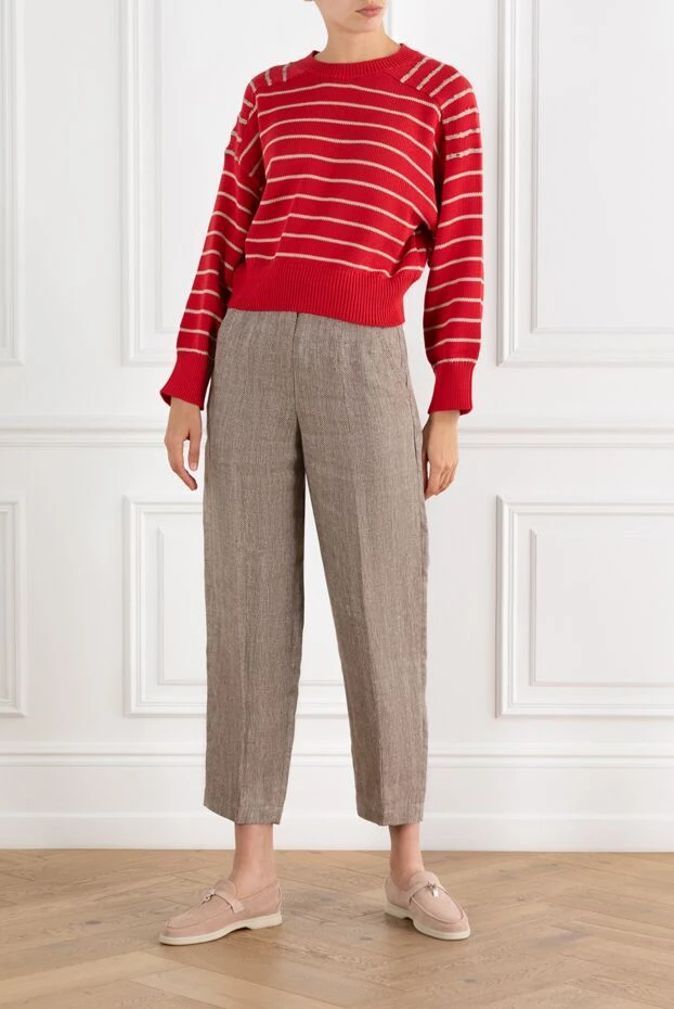 Brunello Cucinelli red striped cotton jumper for women 188432 - photo 2