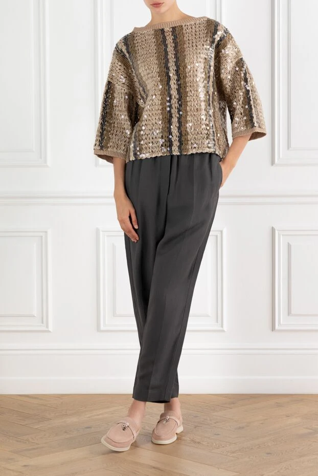 Brunello Cucinelli sequined jumper with round neck and 3/4 length sleeves 188437 - photo 2
