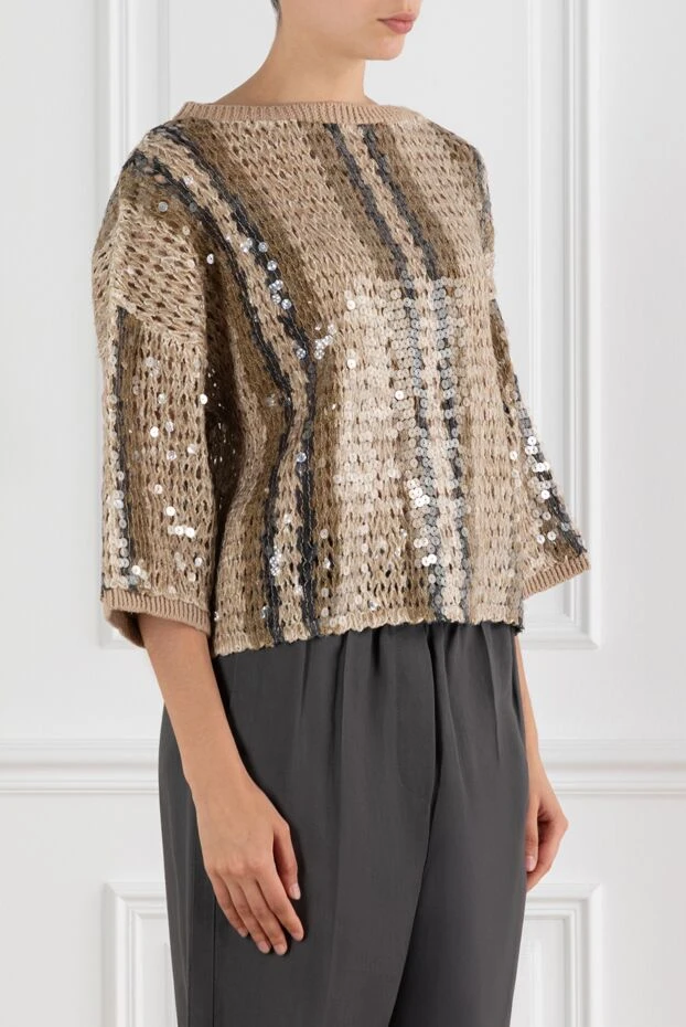 Brunello Cucinelli sequined jumper with round neck and 3/4 length sleeves 188437 - photo 3