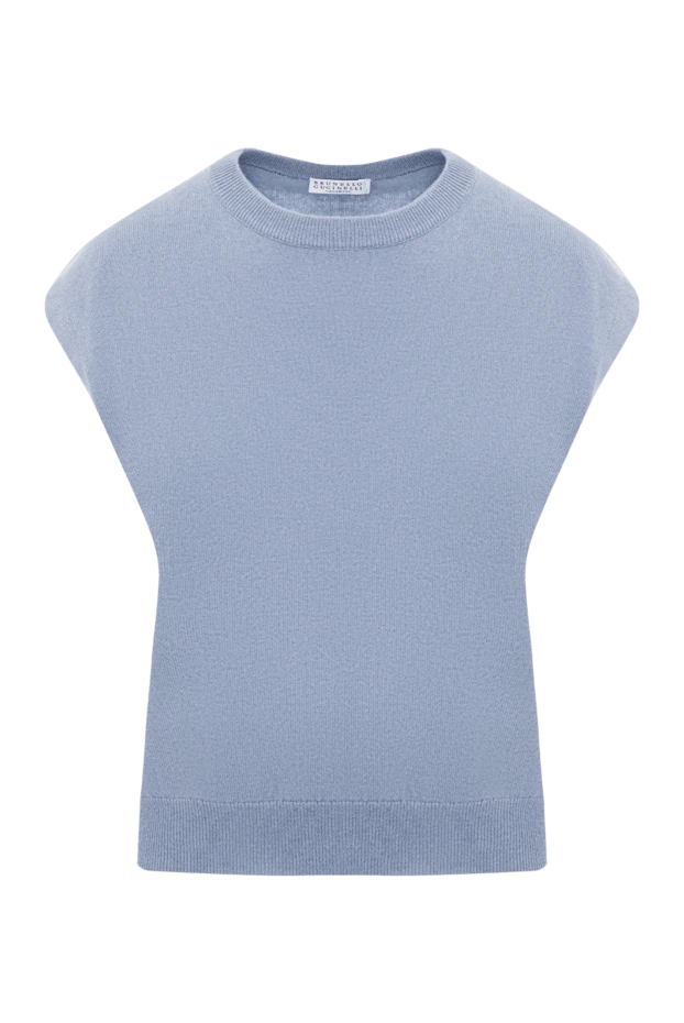 Мониль тізбегі бар көк кашемир жилет жемпірі - фото 1