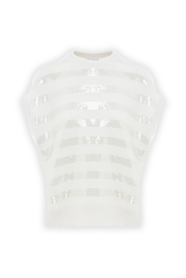 Cashmere sleeveless jumper decorated with sequins beige - photo 1