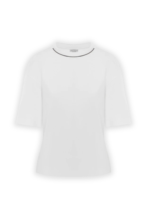 Белая женская футболка из хлопка с цепочкой Мониль - фото 1