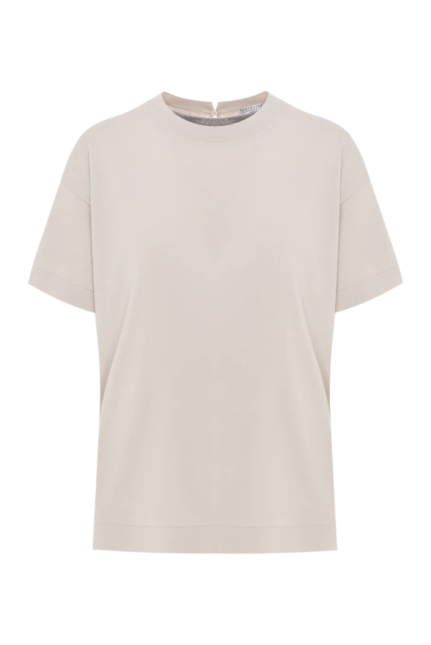 Beige Women's Cotton T-Shirt With Monile Chain - photo 1
