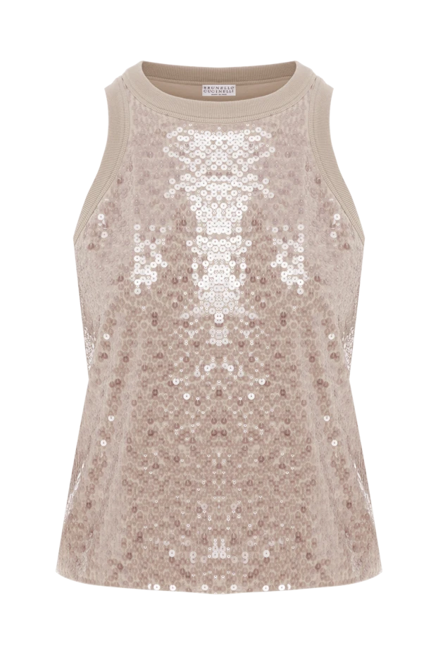 Beige Sleeveless Top With Sequins - photo 1