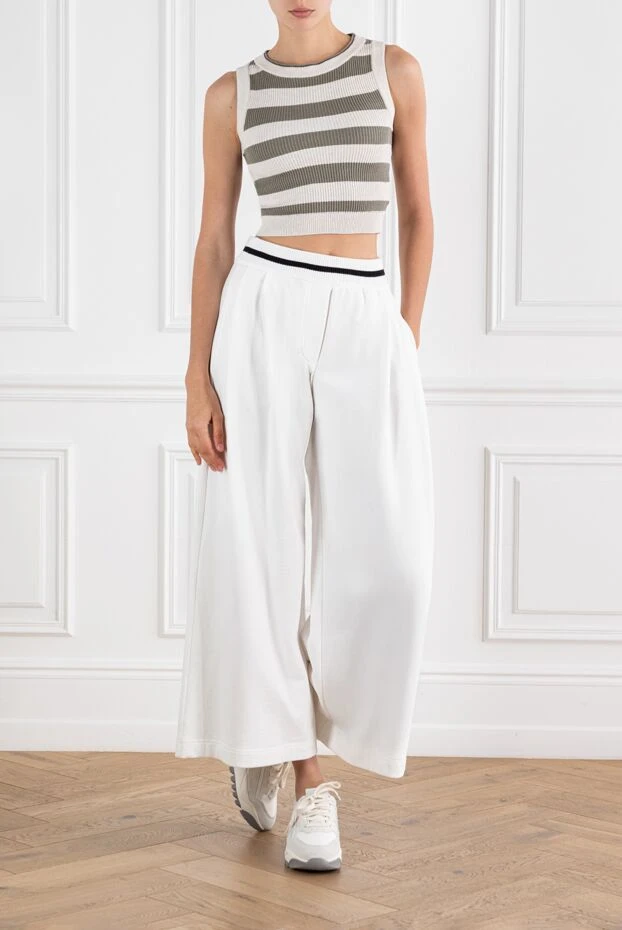 Cropped cotton top with ribbed stripe texture - photo 1