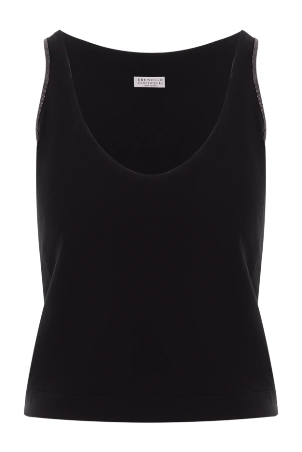Brunello Cucinelli elastic cotton jersey top black 188452 - photo 1