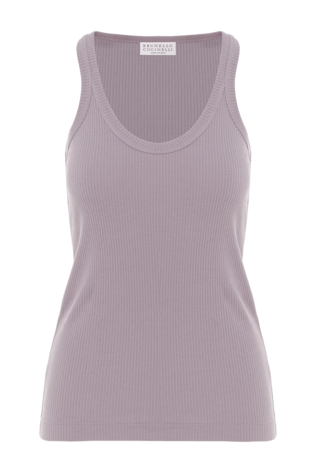 Фиолетовый топ из хлопка с открытыми плечами - фото 1