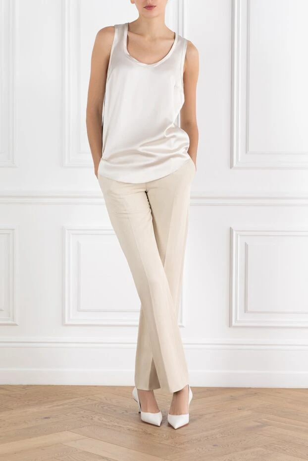 Brunello Cucinelli reversible top made of elastic silk satin beige 188457 - photo 2