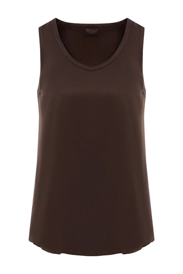 Brown elastic silk satin top - photo 1