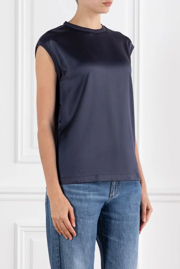 Brunello Cucinelli blue blouse with silk monili chain 188461 - photo 2
