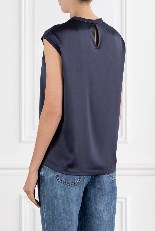 Brunello Cucinelli blue blouse with silk monili chain 188461 - photo 3