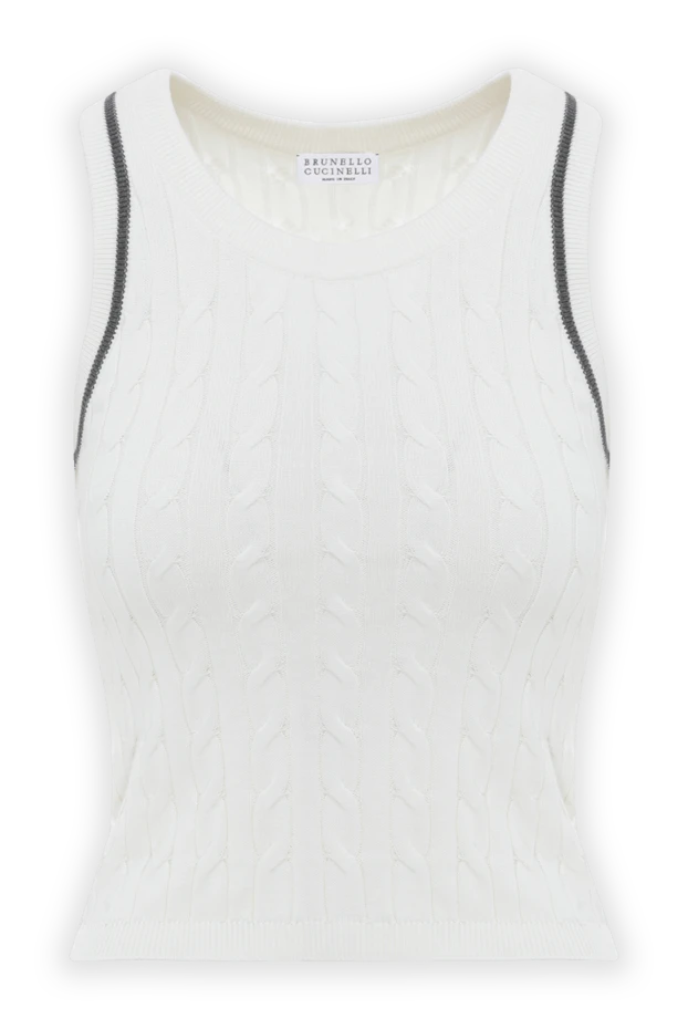 Brunello Cucinelli white cotton textured knit top 188467 - photo 1