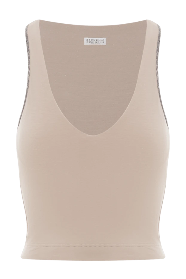 Бежевый трикотажный топ с цепочкой с отделкой Monili - фото 1