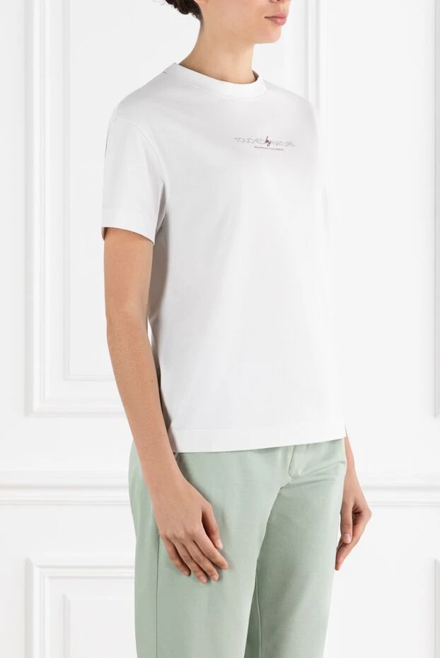 Brunello Cucinelli классическая женская футболка из хлопка с логотипом 188474 - фото 2
