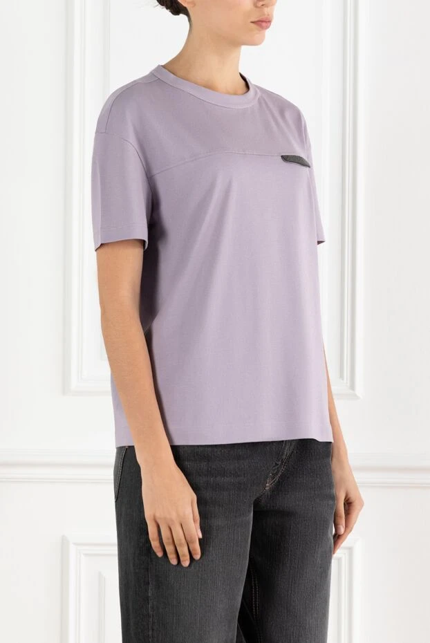 Brunello Cucinelli легкая футболка из хлопкового джерси с блестящей отделкой 188475 - фото 3