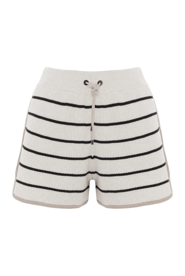 Полосатые трикотажные шорты на завязке из хлопка женские - фото 1