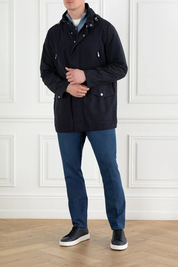 Brunello Cucinelli водонепроницаемая куртка со съемным капюшоном синяя 188674 - фото 2