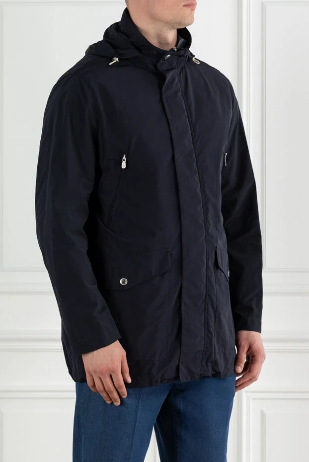 Brunello Cucinelli водонепроницаемая куртка со съемным капюшоном синяя 188674 - фото 3