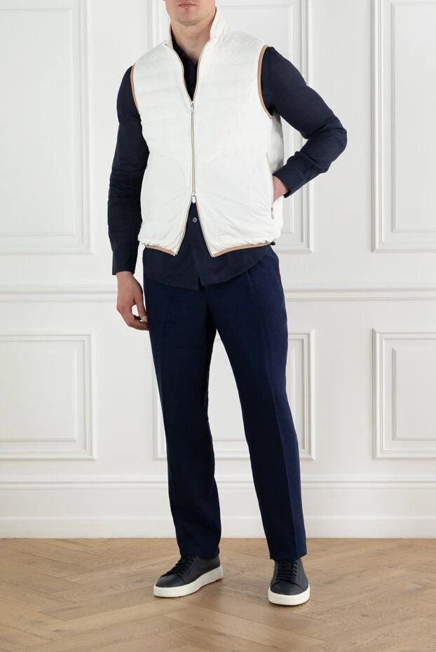 Brunello Cucinelli стеганый белый жилет мужской с окантовкой на молнии 188675 - фото 3