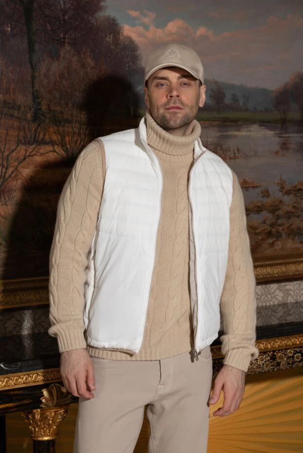 Brunello Cucinelli стеганый белый жилет мужской с окантовкой на молнии 188675 - фото 2