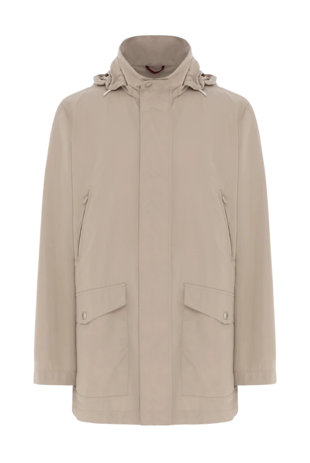 Men's windbreaker jacket with hood beige - photo 1