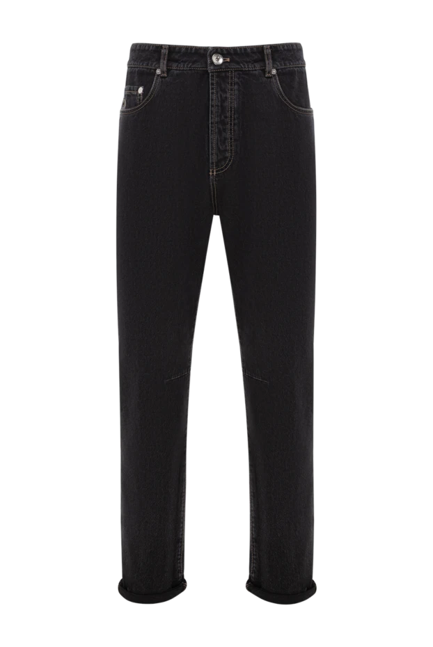 Зауженные джинсы из хлопка с логотипом серые - фото 1