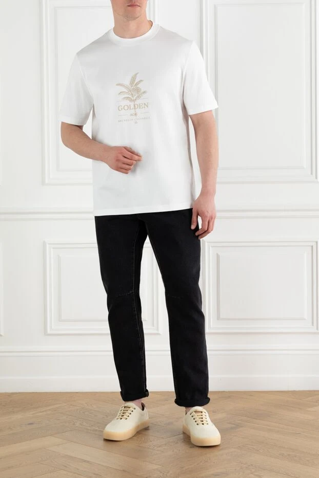 Brunello Cucinelli зауженные джинсы из хлопка с логотипом серые 188683 - фото 2