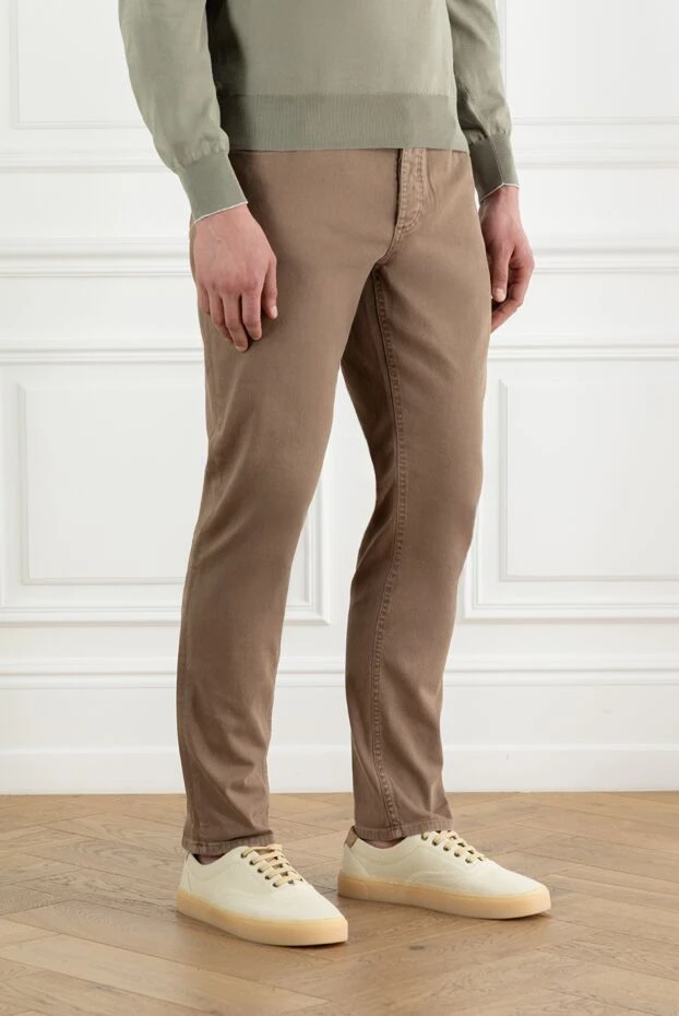 Brunello Cucinelli ерлерге арналған бежевый 5 қалталы созылған мақта-мата джинсы 188685 - фото 3