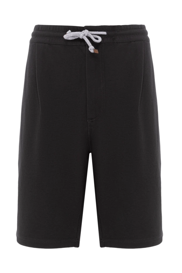 Drawstring shorts with straight cut in black jersey - photo 1