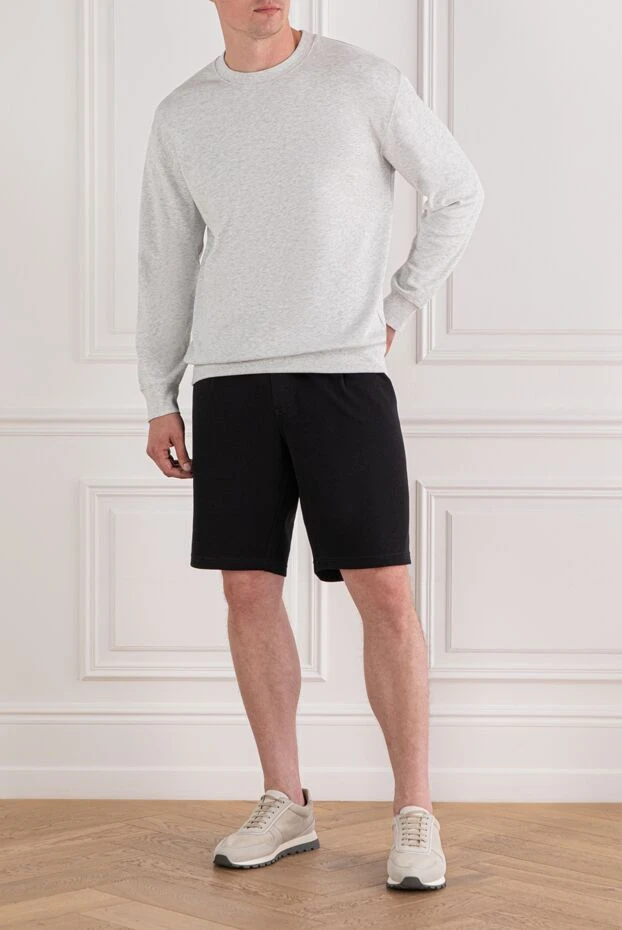 Brunello Cucinelli қара жейдедегі тік кесілген иірілген жіпті шорт 188691 - фото 2