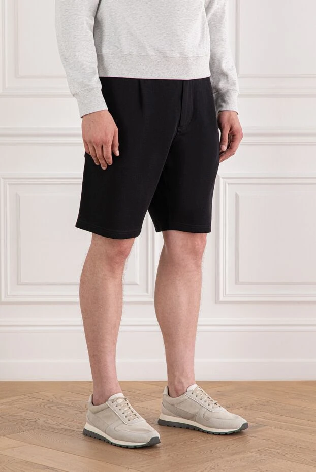 Brunello Cucinelli шорты с кулиской и прямым кроем из чёрного трикотажа 188691 - фото 3