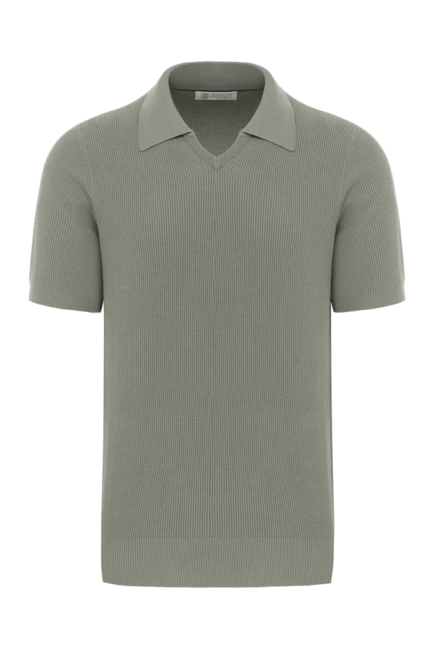 Brunello Cucinelli зелёное поло без застежки из хлопка в рубчик 188693 - фото 1