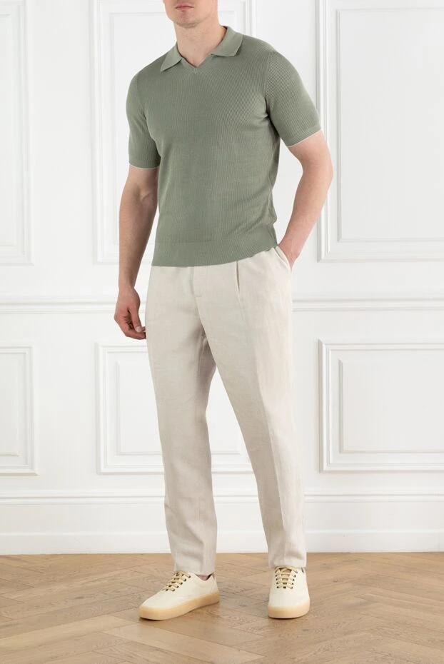 Brunello Cucinelli жасыл қырлы мақтадан жасалған, бекітпесіз поло жейде 188693 - фото 2