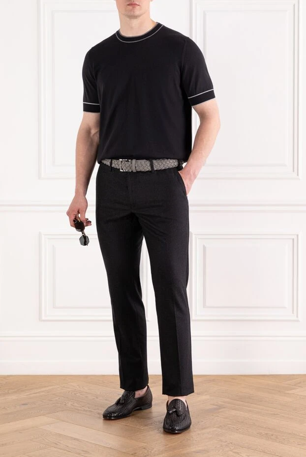 Brunello Cucinelli қара түсті ерлерге арналған жейдесі, мақта-матадан жасалған 188697 - фото 2