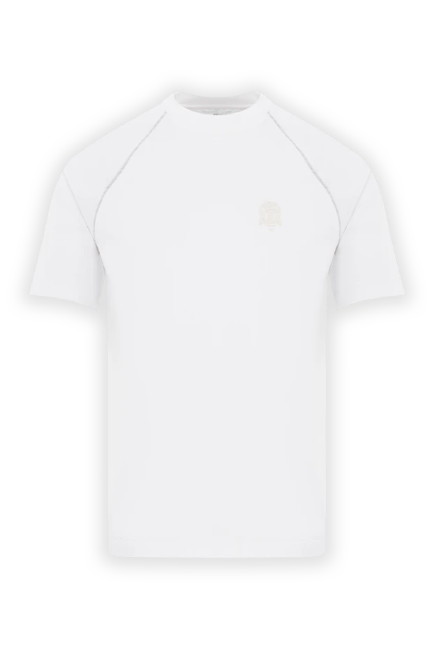 Белая футболка из хлопка с логотипом и рукавом реглан мужская - фото 1