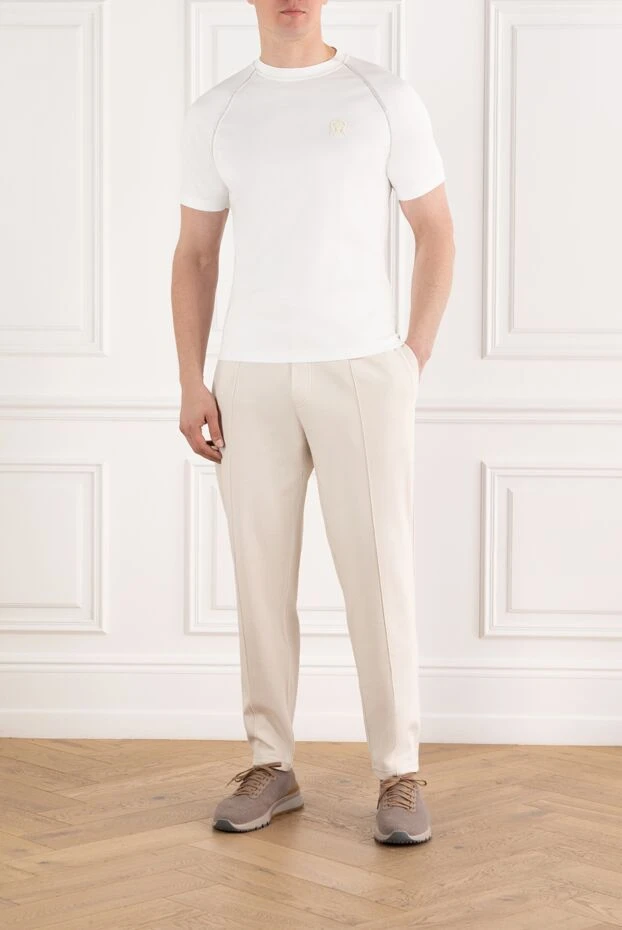 Brunello Cucinelli white cotton t-shirt with logo and raglan sleeves for men 188698 - photo 2