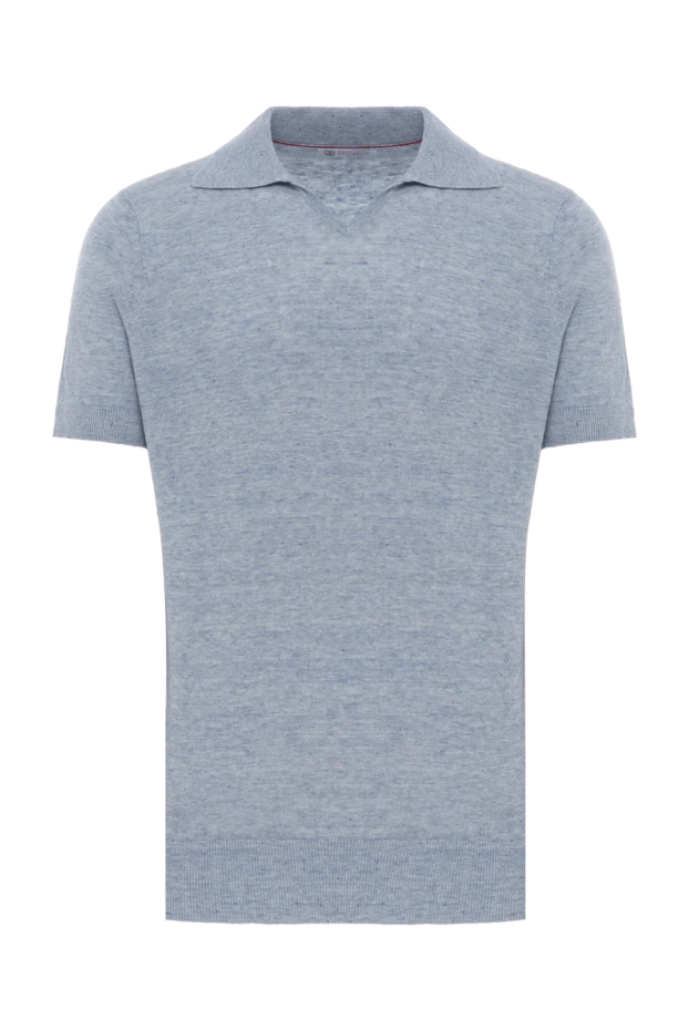 Blue melange cotton polo shirt without fastening - photo 1